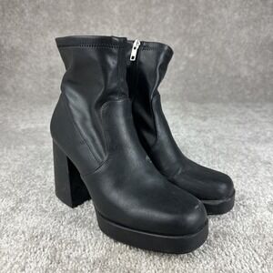 Steve Madden Ever Retro Y2K Inspired Platform Boots Black Chunky Hippie Size 8.5